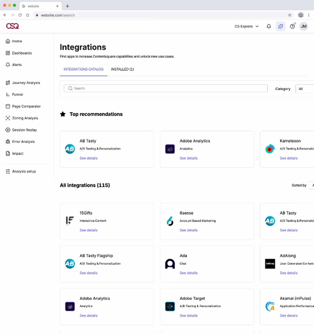 The Contentsquare integrations catalog